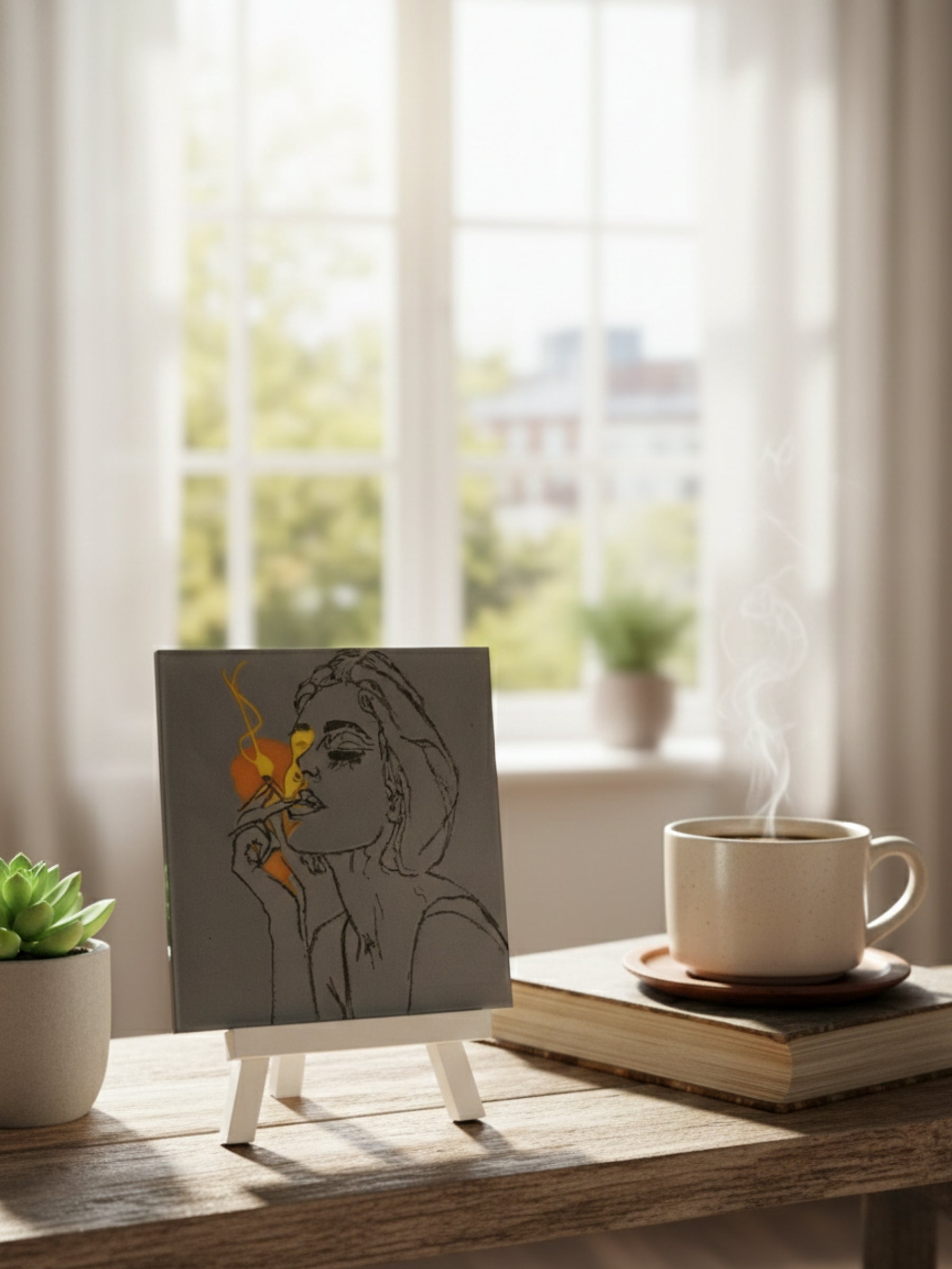 Abstract Feminine Line Art Desktop Decor Frame