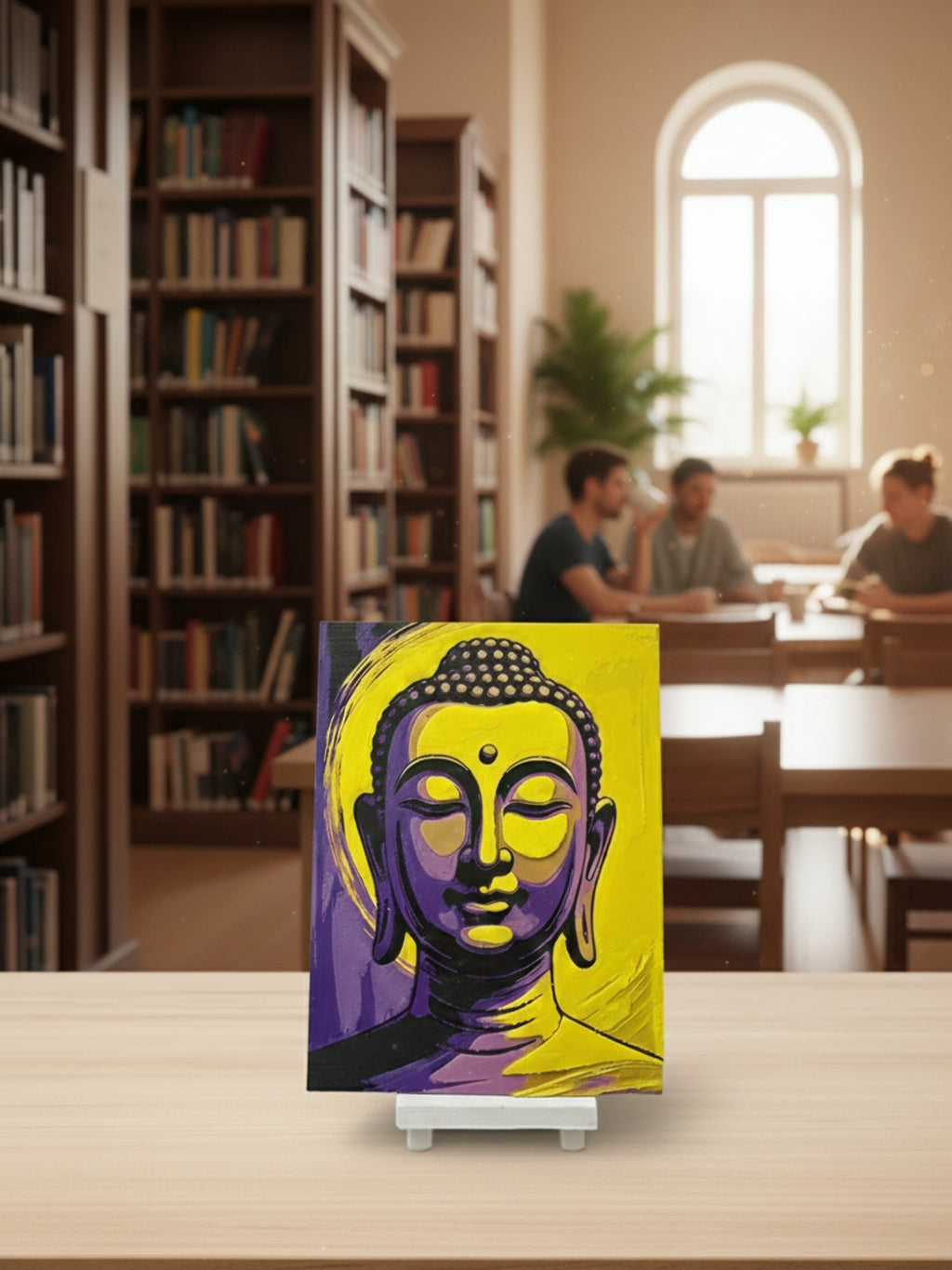 Modern spiritual art desktop frame with calm expression