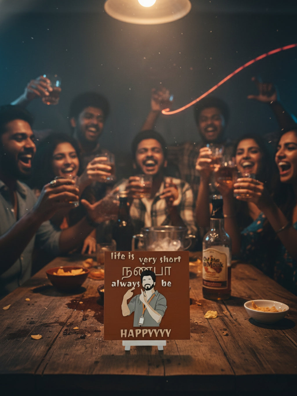 Positive desi desktop frame in home workspace