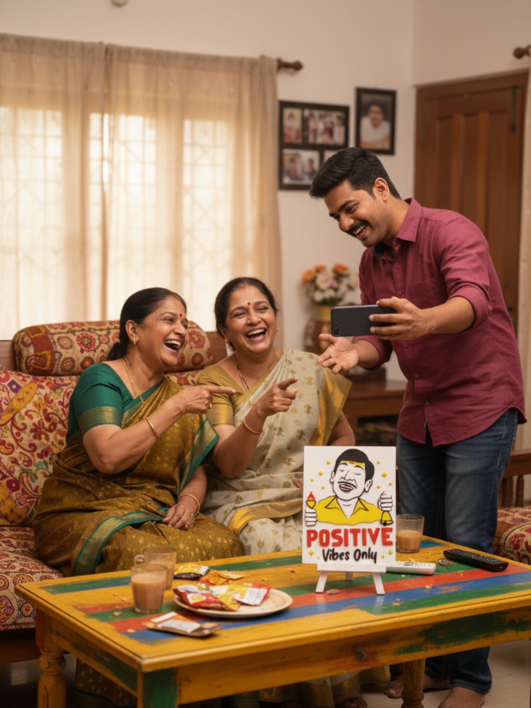 Positive Vibes Only Desi Desktop Decor Frame