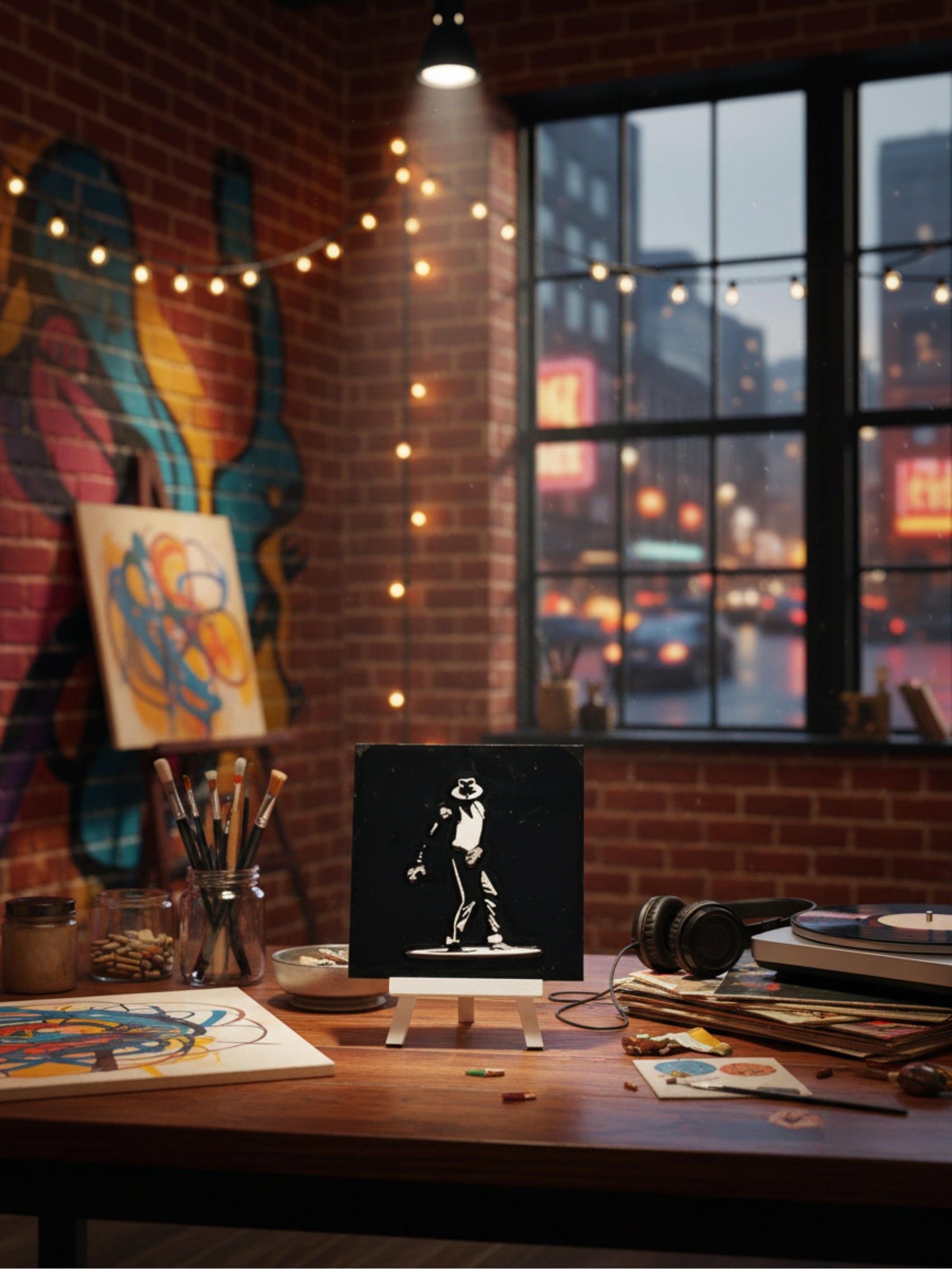 Silhouette dance art desktop decor frame on wooden table