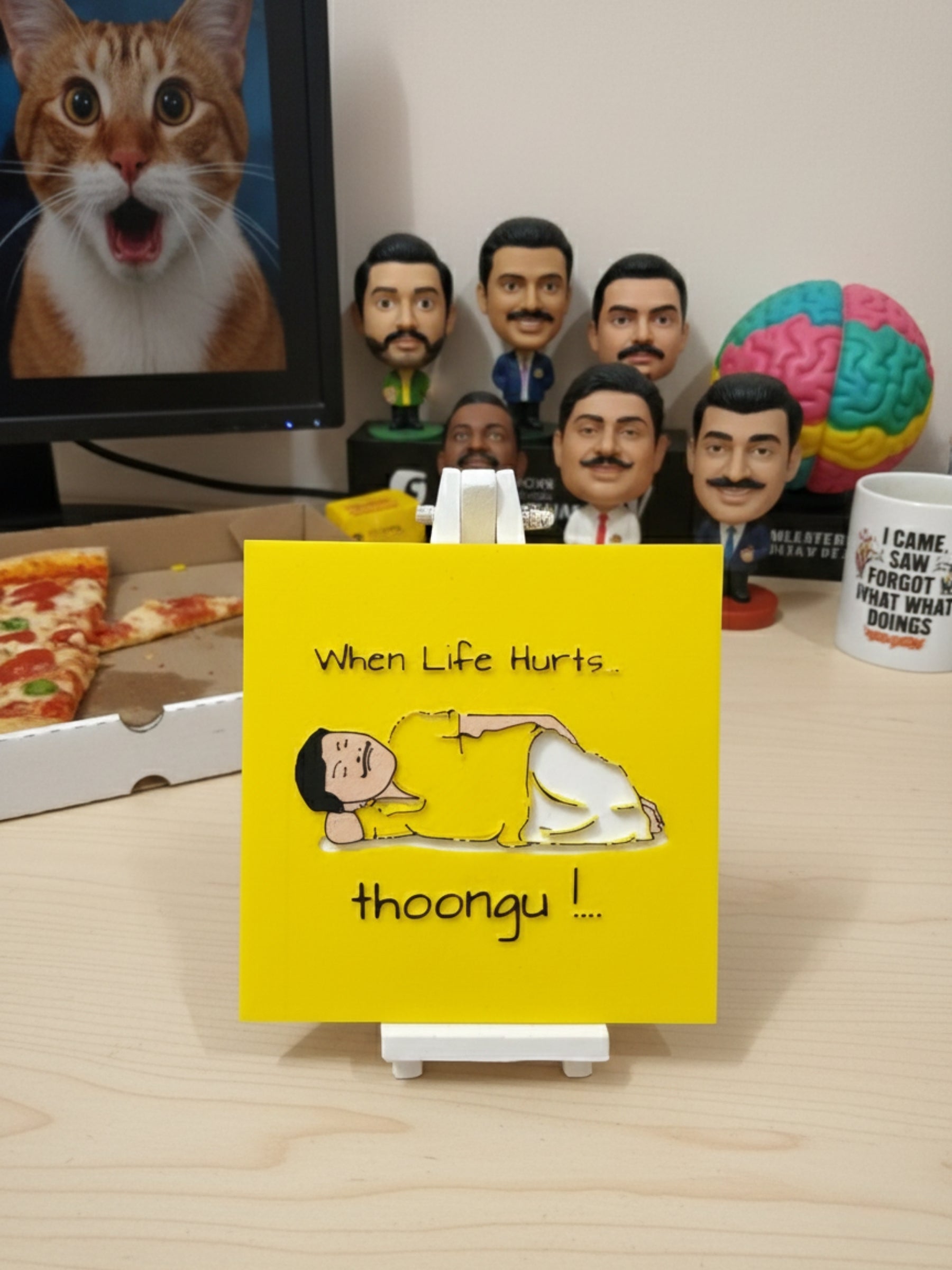Stress relief desi humor frame on office table
